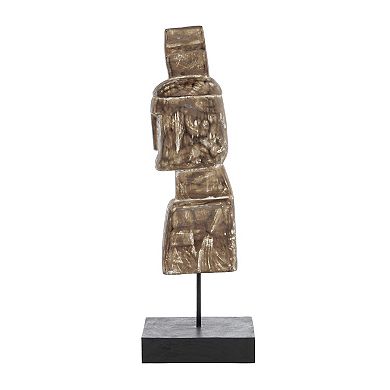 Stella & Eve Large Hand-Carved Wooden Bust Sculpture Table Decor