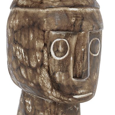Stella & Eve Large Hand-Carved Wooden Bust Sculpture Table Decor