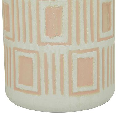 Stella & Eve Pink & White Geometric Textured Patterned Ceramic Vase 2-piece Set