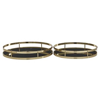 CosmoLiving by Cosmopolitan Round Gold Metal Tray 2 pc Set