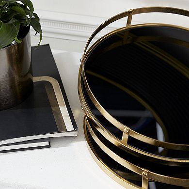 Stella & Eve Round Gold Metal Tray 2-piece Set