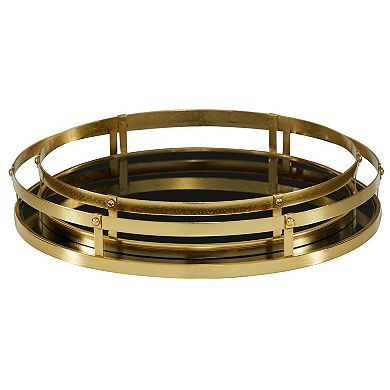 Stella & Eve Round Gold Metal Tray 2-piece Set