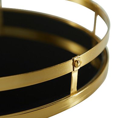 Stella & Eve Round Gold Metal Tray 2-piece Set