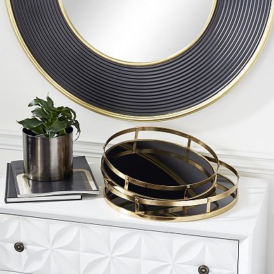 Stella & Eve Round Gold Metal Tray 2-piece Set