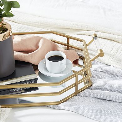 Stella & Eve Stretched Octagon Gold Metal Framed Tray