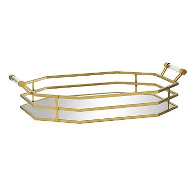 Stella & Eve Stretched Octagon Gold Metal Framed Tray