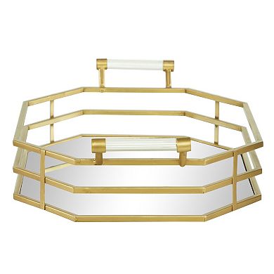 Stella & Eve Stretched Octagon Gold Metal Framed Tray