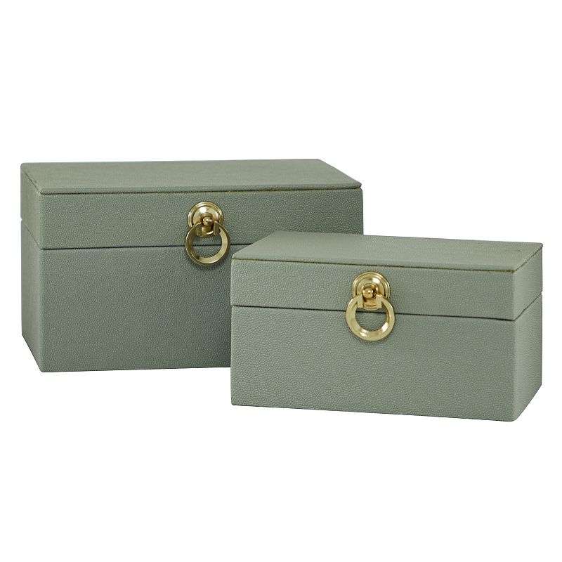 Stella & Eve Rectangular Faux-Shagreen Wood Jewelry Box 2-piece Set, Grey