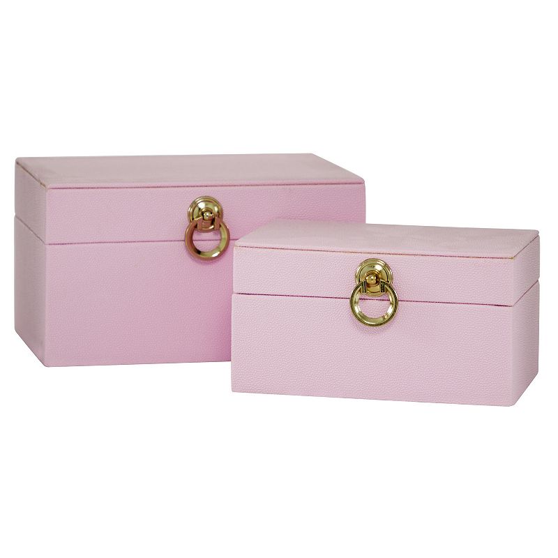 Stella & Eve Rectangular Faux-Shagreen Wood Box 2-piece Set, Pink
