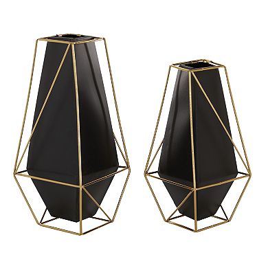 Stella & Eve Black Metal Geometric Vase 2-piece Set
