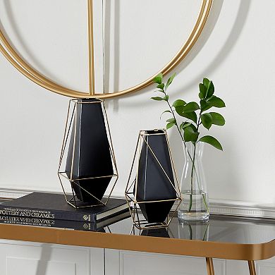 Stella & Eve Black Metal Geometric Vase 2-piece Set