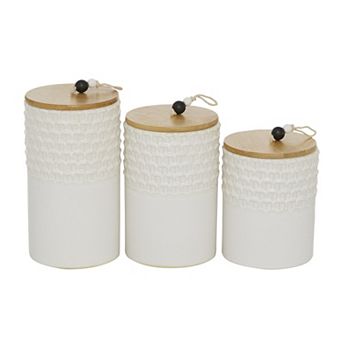 Stella & Eve White Textured Stoneware Canister 3 pc Set