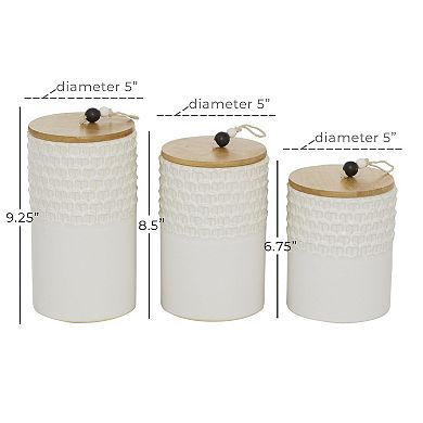 Stella & Eve White Textured Stoneware Canister 3-piece Set