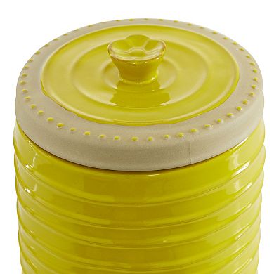 Stella & Eve Round Yellow & Beige Textured Stoneware Canister 2-piece Set