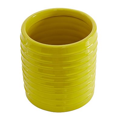 Stella & Eve Round Yellow & Beige Textured Stoneware Canister 2-piece Set