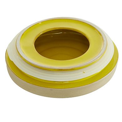 Stella & Eve Round Yellow & Beige Textured Stoneware Canister 2-piece Set