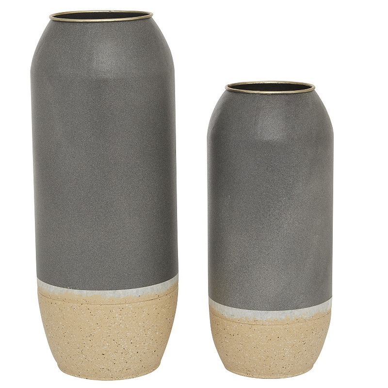 Stella & Eve Gray & Beige Metal Vase 2-piece Set, Multicolor