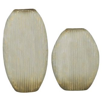 Stella & Eve Oval Textured Metal Vase 2 pc Set
