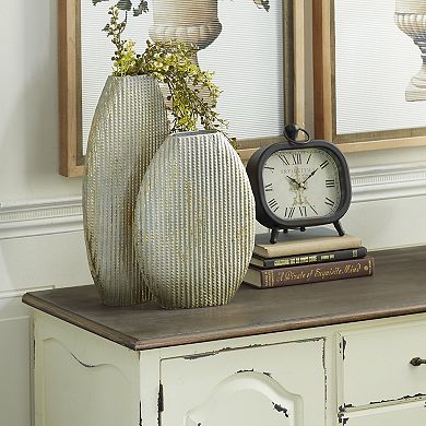 Stella & Eve Oval Textured Metal Vase 2-piece Set