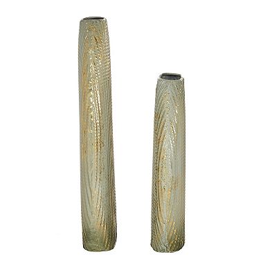 Stella & Eve Oval Textured Metal Vase 2-piece Set