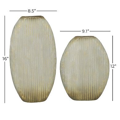 Stella & Eve Oval Textured Metal Vase 2-piece Set