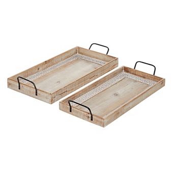 Stella & Eve Rectangular Wood Tray 2 pc Set