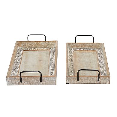 Stella & Eve Rectangular Wood Tray 2-piece Set