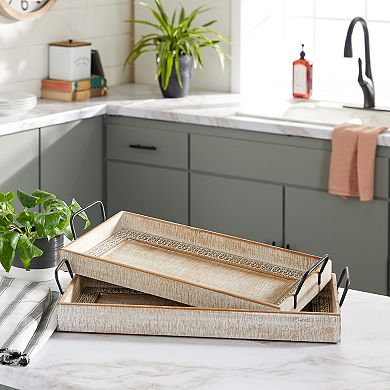 Stella & Eve Rectangular Wood Tray 2-piece Set