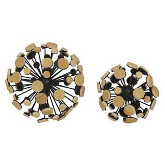 Stella & Eve Black Metal Round 3D Ball Sculpture 2 pc Set