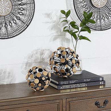 Stella & Eve Black Metal Round 3D Ball Sculpture 2-piece Set