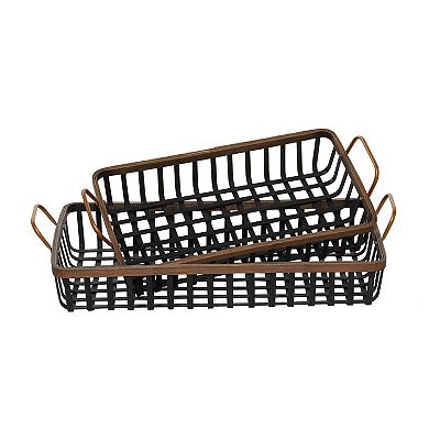 Stella & Eve Rectangular Woven Bamboo Tray 2-piece Set