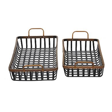 Stella & Eve Rectangular Woven Bamboo Tray 2-piece Set