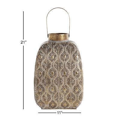 Stella & Eve Gold Mosaic Patterned Indoor / Outdoor Lantern