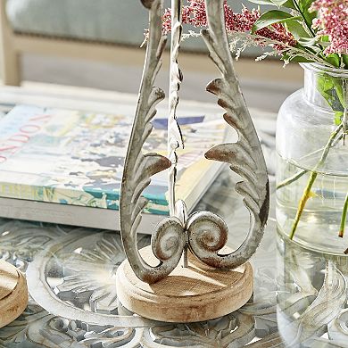 Stella & Eve Distressed Silver Metal & Wood Candle Holder 3-piece Set