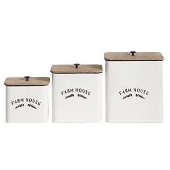 Stella & Eve Square Black & White Metal Container 3 pc Set