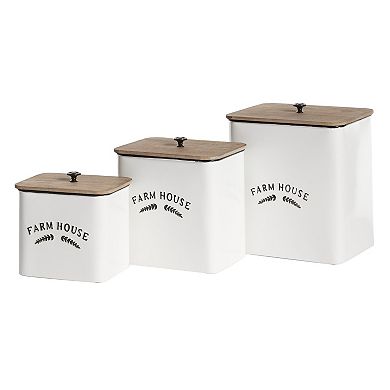 Stella & Eve Square Black & White Metal Container 3-piece Set