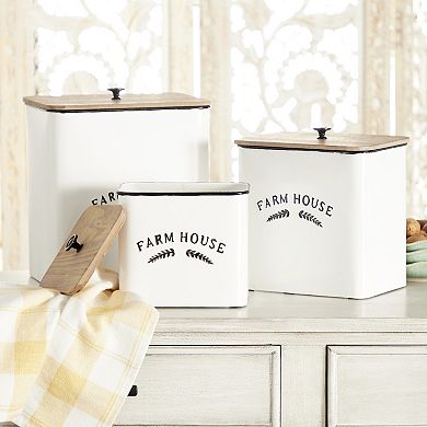 Stella & Eve Square Black & White Metal Container 3-piece Set