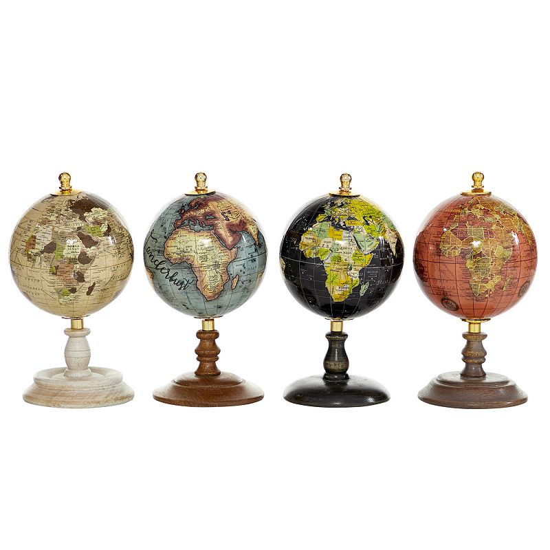 Stella & Eve Small Multi-Colored Wooden Globe 4-piece Set, Multicolor
