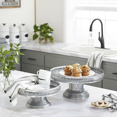 Stella & Eve Galvanized Metal Cake Stand 2-piece Set