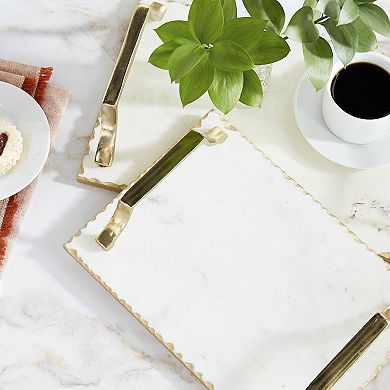 Stella & Eve Light Marble Tray 2-piece Set