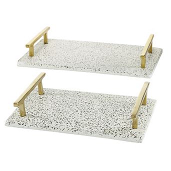 Stella & Eve Black & White Terrazzo Tray 2 pc Set