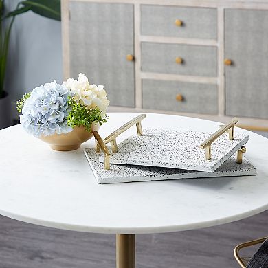 Stella & Eve Black & White Terrazzo Tray 2-piece Set