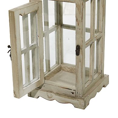 Stella & Eve Large Coastal Wood & Glass Lantern 2-piece Set