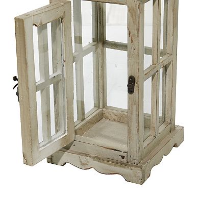 Stella & Eve Large Coastal Wood & Glass Lantern 2-piece Set