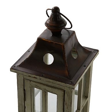 Stella & Eve Large Coastal Wood & Glass Lantern 2-piece Set