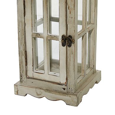 Stella & Eve Large Coastal Wood & Glass Lantern 2-piece Set