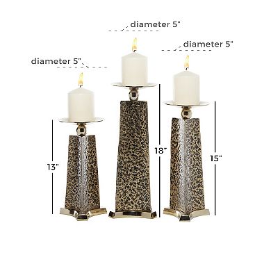 Stella & Eve Tall Silver & Leopard Print Metal Candle Holder 3-piece Set