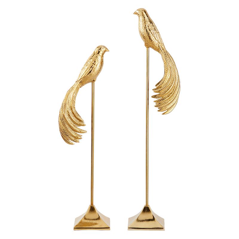 32   27 H Gold Aluminum Bird Sculpture  by DecMode (2 Count)