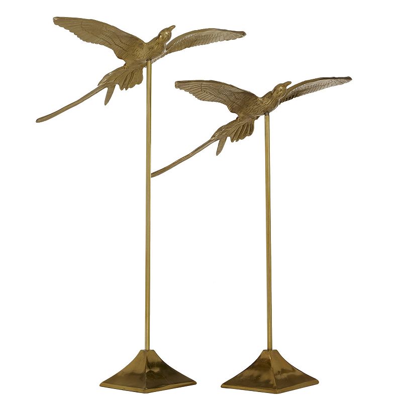 Stella & Eve Gold Metal Bird Sculpture 2-piece Set, Multicolor