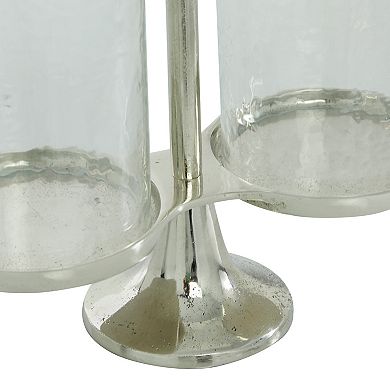 Stella & Eve Aluminum Hurricane Candle Holder with Textured Glass
